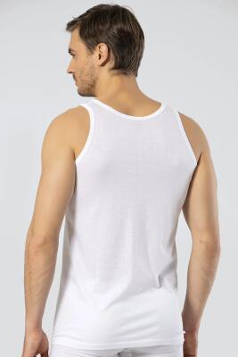 10 Adet %50 Modal %50 Pamuk Erkek Beyaz Atlet Cacharel 1201 - 4