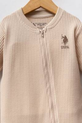 U.S. Polo Assn. - %100 Pamuk / %100 Cotton Çıtçıtlı Erkek Bebek Waffle Tulum (1)