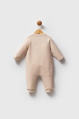 %100 Pamuk / %100 Cotton Çıtçıtlı Erkek Bebek Waffle Tulum - 3