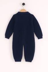 %100 Pamuk / %100 Cotton Çıtçıtlı Erkek Bebek Polo Yaka Triko Tulum - Thumbnail