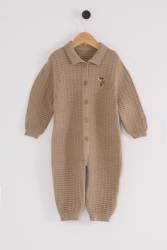 %100 Pamuk / %100 Cotton Çıtçıtlı Erkek Bebek Polo Yaka Triko Tulum - Thumbnail