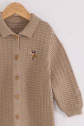 %100 Pamuk / %100 Cotton Çıtçıtlı Erkek Bebek Polo Yaka Triko Tulum - Thumbnail