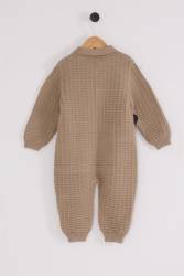 %100 Pamuk / %100 Cotton Çıtçıtlı Erkek Bebek Polo Yaka Triko Tulum - Thumbnail