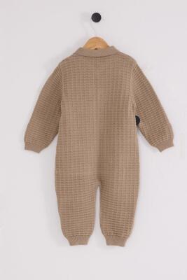 %100 Pamuk / %100 Cotton Çıtçıtlı Erkek Bebek Polo Yaka Triko Tulum - 5