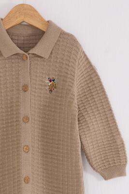 %100 Pamuk / %100 Cotton Çıtçıtlı Erkek Bebek Polo Yaka Triko Tulum - 4