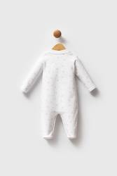 %100 Pamuk / %100 Cotton Kız Bebek Beyaz Tulum - Thumbnail