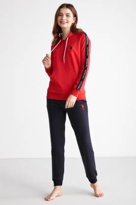 U.S. Polo Assn. - %100 Pamuk 2 İplik Kapşonlu Kadın Eşofman Takım