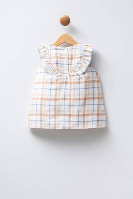 U.S. Polo Assn. - %100 Pamuk Dokuma Kız Bebek Ekoseli Elbise (1)
