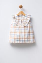 %100 Pamuk Dokuma Kız Bebek Ekoseli Elbise - 1