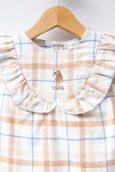 %100 Pamuk Dokuma Kız Bebek Ekoseli Elbise - 3