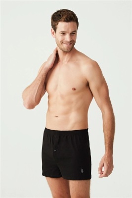 %100 Pamuk Düğmeli Beyaz Erkek Boxer Şort - 4