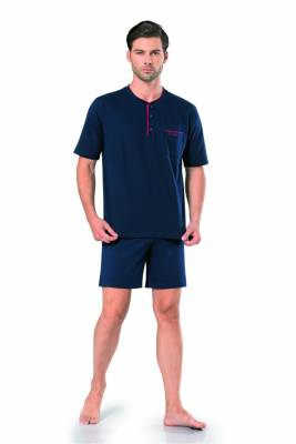 %100 Pamuk Erkek Kısakollu Şortlu Bordo 3'lü Penye Pijama Takımı - 4