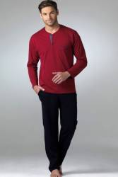 %100 Pamuk Erkek Uzun Kol Çeyizlik Kutulu Pijama Takım - Thumbnail