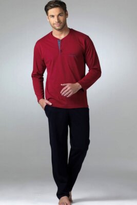 %100 Pamuk Erkek Uzun Kol Çeyizlik Kutulu Pijama Takım - 13