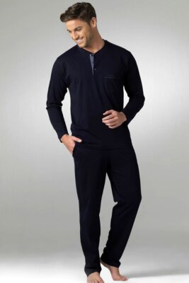 %100 Pamuk Erkek Uzun Kol Çeyizlik Kutulu Pijama Takım - 16