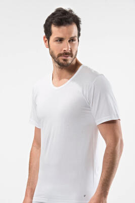 %100 Pamuk Geniş Yuvarlak Yaka Erkek Fanila - 1