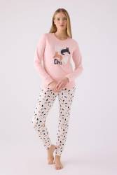 %100 Pamuk Kedi Resimli Anne Kız Pijama Takım, (ayrı ayrı fiyatlandırılır) - Thumbnail