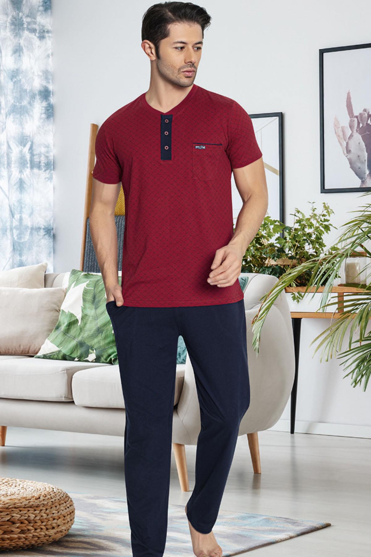 %100 Pamuk Kısa Kol Süprem Dokuma Penye Alt Üst Pijama Takım