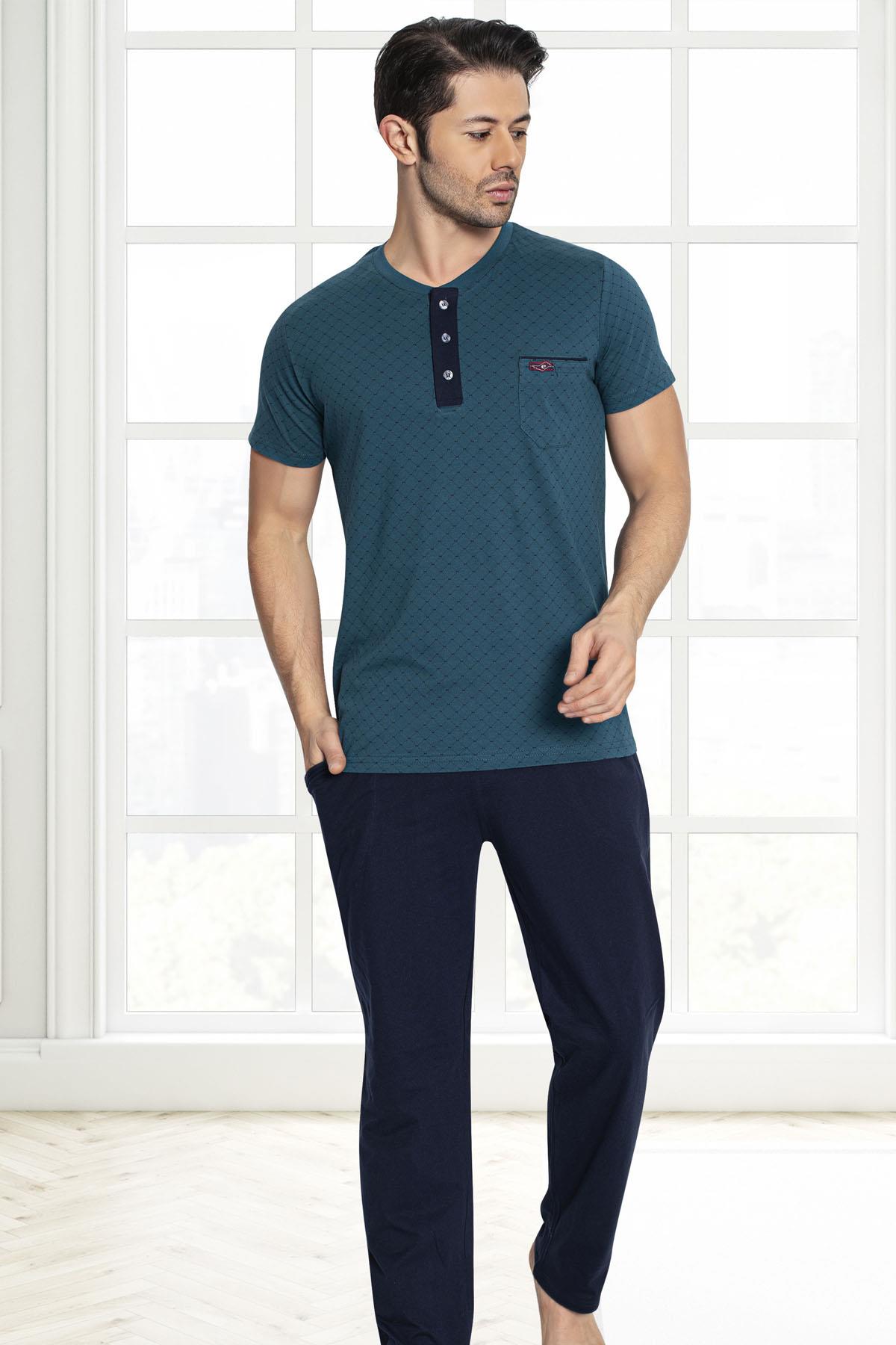 %100 Pamuk Kısa Kol Süprem Dokuma Penye Alt Üst Pijama Takım