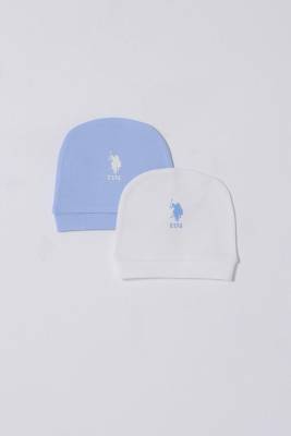 U.S. Polo Assn. - %100 Pamuk Mavi Beyaz 2'li Bebek Beresi