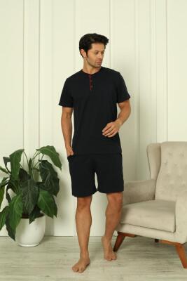 %100 Pamuk Penye 3'lü Erkek Pijama Takımı, Kısakollu, Pantolonu ve şortu cepli Erkek pijama takım - 6