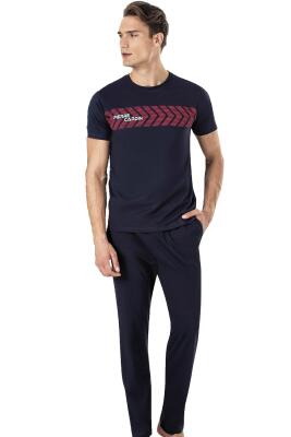 %100 Pamuk Penye Erkek Pijama Takım - 3