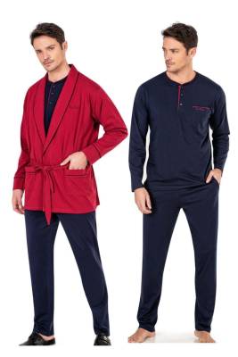 Pierre Cardin - %100 Pamuk Penye Pijama Takım ve Ropdöşambır Çeyizlik Damat Seti (1)