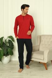 %100 Pamuk Penye Yuvarlak Yakası, Uzunkollu, Pantolonu cepli Erkek pijama takım - 1