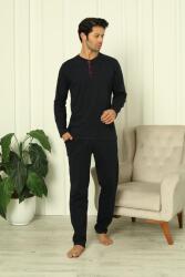 %100 Pamuk Penye Yuvarlak Yakası, Uzunkollu, Pantolonu cepli Erkek pijama takım - 3