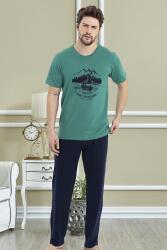 %100 Pamuklu Baskılı T-shirt ve Alt Pijama Takım Yeşil
