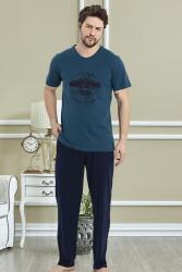 %100 Pamuklu Baskılı T-shirt ve Alt Pijama Takım Petrol