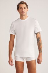  %100 Pamuklu Düz Bisiklet Yaka 2 li Erkek Tshirt