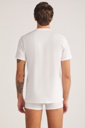 %100 Pamuklu Düz Bisiklet Yaka 2 li Erkek Tshirt - 3