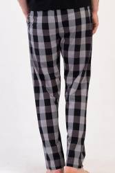 %100 Pamuklu Ekoseli Erkek Vienetta Büyük Beden Tek Alt Pijama - Thumbnail