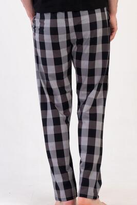 %100 Pamuklu Ekoseli Erkek Vienetta Büyük Beden Tek Alt Pijama - 3