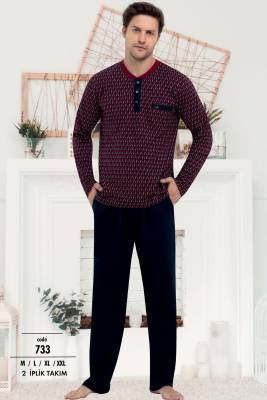 Erse - %100 Pamuklu Erkek Pijama Takım, Uzunkol 2 İplik dokuma