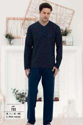 %100 Pamuklu Erkek Pijama Takım, Uzunkol 2 İplik dokuma - 3