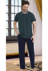 %100 Pamuklu Erkek Polo Yaka Kısa Kol T-shirt ve Alt Pijama Takım Yeşil