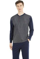  %100 Pamuklu, Jakarlı, Kutulu Erkek Pijama Takım - Thumbnail