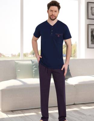 Erse - %100 Pamuklu Kısa Kol Erkek Pijama Takım