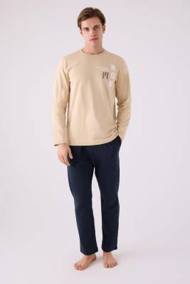Arnetta - %100 Pamuklu Kışlık Erkek Pijama Takım, Cep Detaylı