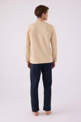 %100 Pamuklu Kışlık Erkek Pijama Takım, Cep Detaylı - 4