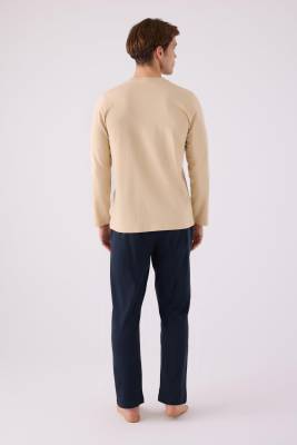 %100 Pamuklu Kışlık Erkek Pijama Takım, Cep Detaylı - 4