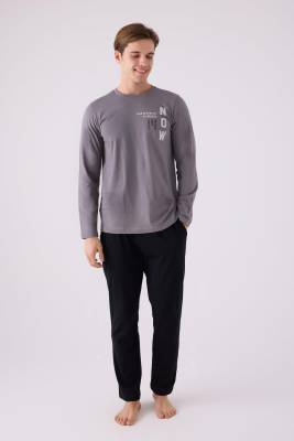 %100 Pamuklu Kışlık Erkek Pijama Takım, Cep Detaylı - 5