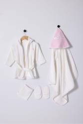 %100 Pamuklu Kız Bebek Bornoz Seti - 1