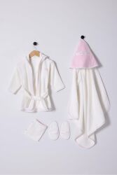 %100 Pamuklu Kız Bebek Bornoz Seti - 1