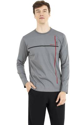%100 Pamuklu Mevsimlik Uzunkol Penye Erkek Pijama Takım - 3