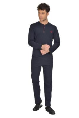 %100 Pamuklu Penye Çeyizlik Düz Renk Kutulu Erkek Pijama Takım, Kutulu Gönderilir - 3