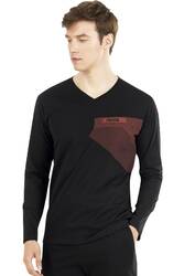 %100 Pamuklu Uzunkol V Yaka Mevsimlik Erkek Pijama Takım - 6