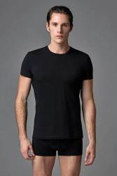 2 Adet Amerikan Yaka Erkek T-shirt, %95 Pamuk %5 Likralı - Thumbnail